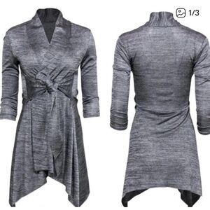 Joseph Ribkoff - Metallic Gray Draped Cardigan